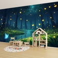 thumbnail image 6 of Wallpaper Magical Forest Glowing Butterflies Fireflies by Stream Peel and Stick Wall Murals 100"H x 144"W Removable PVC Wall Paper Self-Adhesive Wall Paintings Art Decor for Bedroom Living Room, 6 of 7