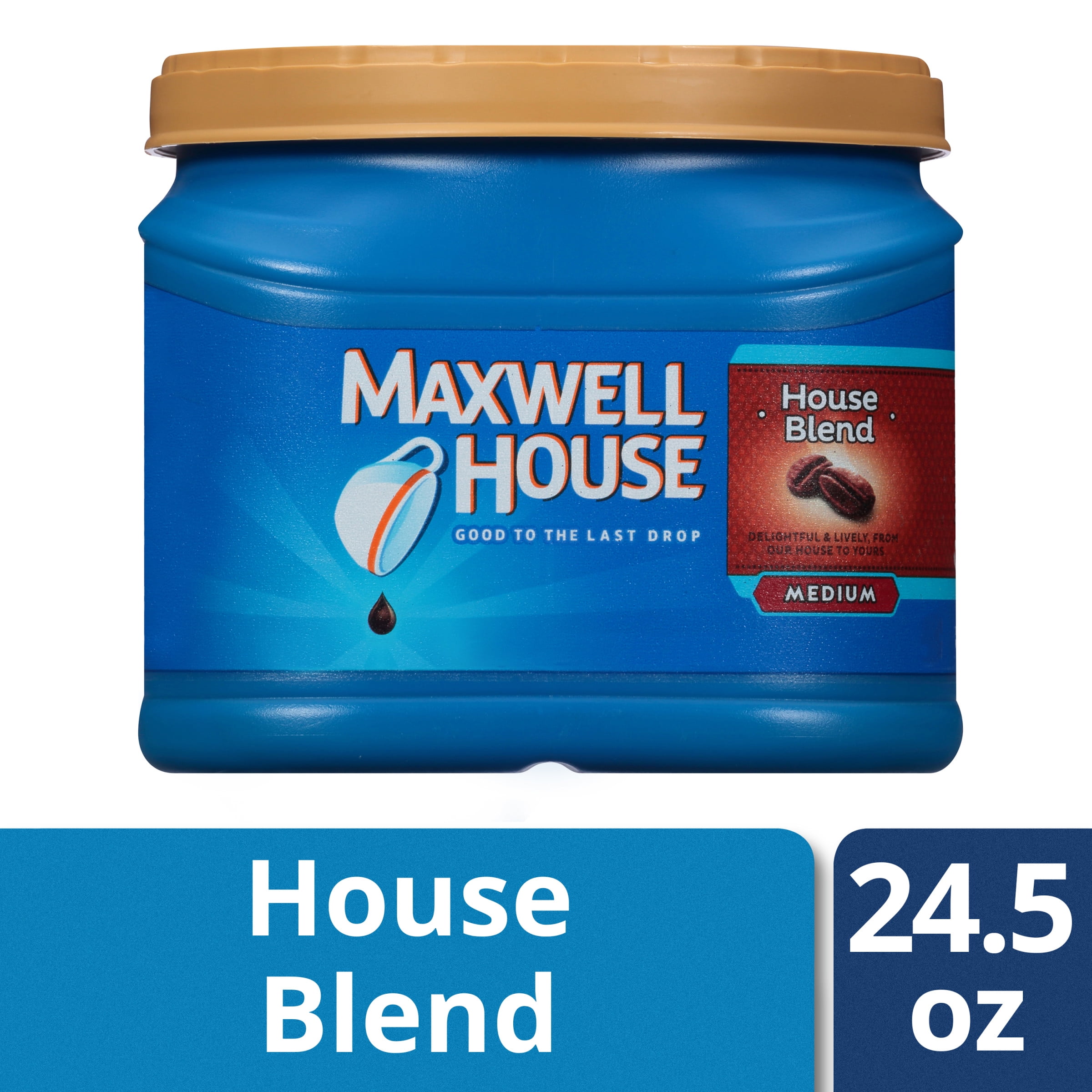 Maxwell House Medium Roast House Blend Ground Coffee, Caffeinated, 24.5