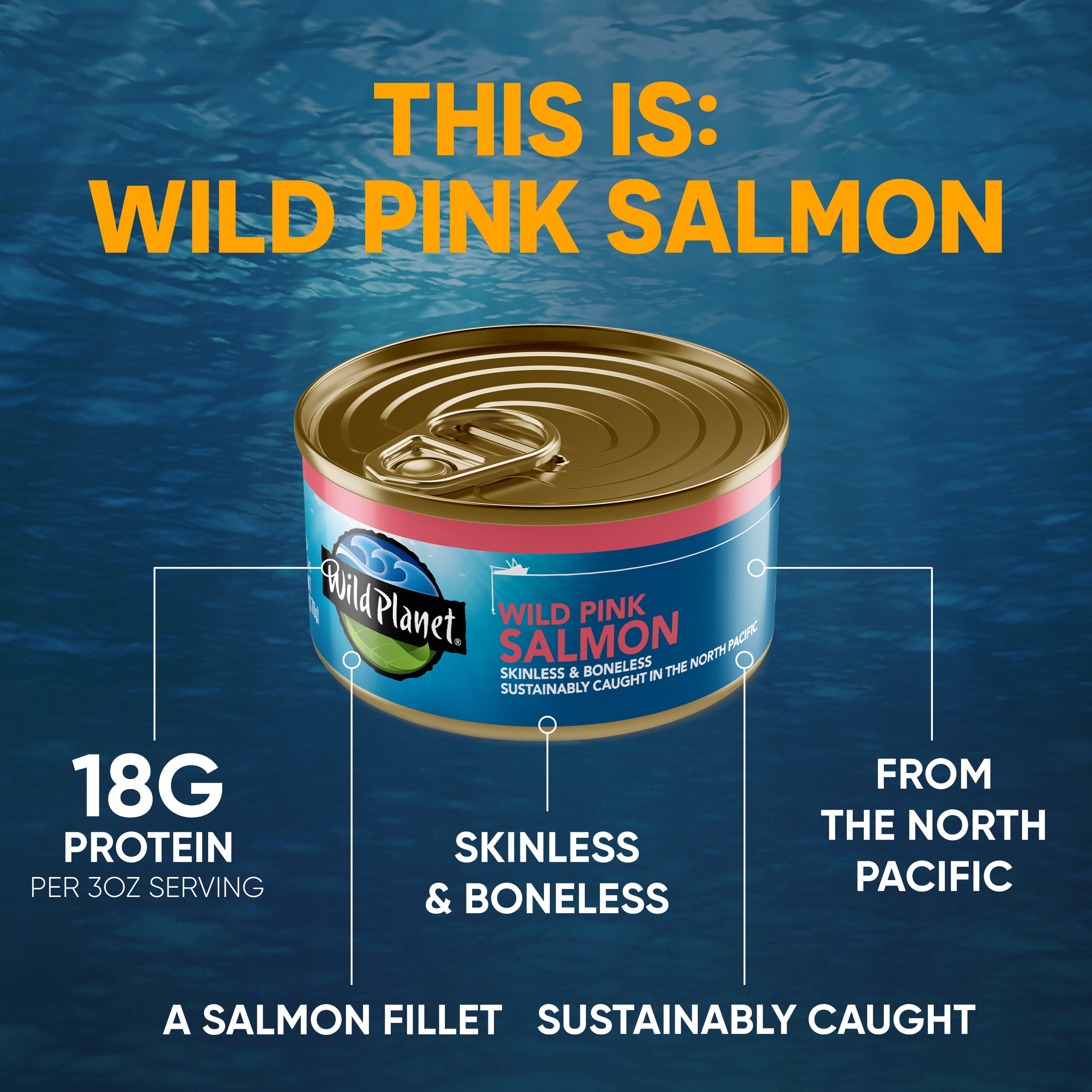 (4 pack) Wild Planet Alaska Wild Caught Pink Salmon, 6 oz Can