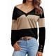 thumbnail image 1 of Blusas Elegantes e Informales para Mujer, con Bloques de Color, de Larga y Cuello en V, para Otoño. Camello M, 1 of 6