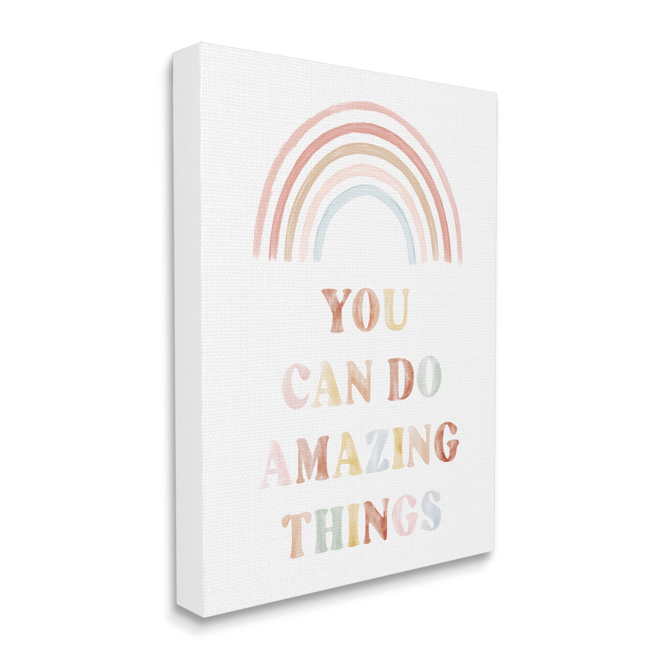 Stupell Industries Uplifting Pastel Rainbow Quote Graphic Art Gallery Wrapped Canvas Print Wall Art, Design by Daphne Polselli