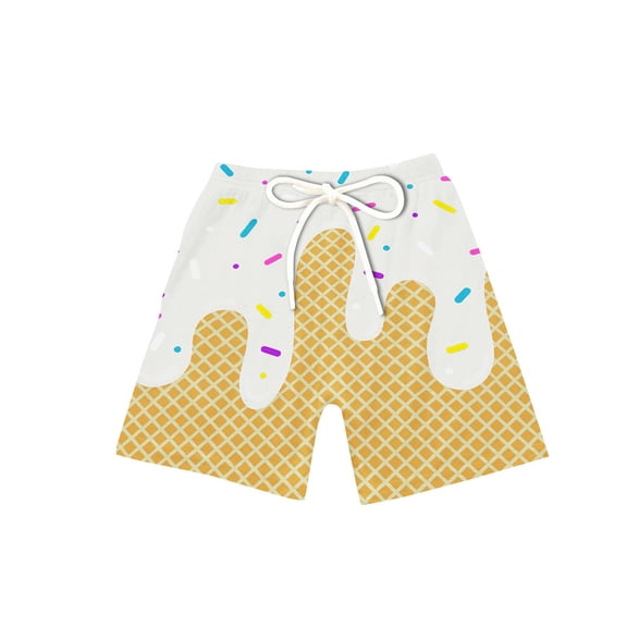 CCRFTGI Boys Swim Trunks Ice Cream Shorts for Boys Size 7 Cute Bathing Suit Swimsuit Active Track Quick Dry Summer Clothes Beach Board Shorts White 11-12 Years