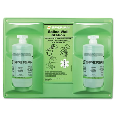 Honeywell Saline Eye Wash Wall Station, 32oz Bottle, 2 Bottles/Station