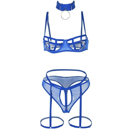 

ZMHEGW Women s Four Piece Set With Chest Ring Underwear Handmade Underwear With Hanging Neck Underwear Bra And Panty Set