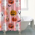 thumbnail image 4 of Halloween Shower Curtain with Ghost Pumpkin Bat Spider Web, 72x72 Inch Waterproof Bathroom Decor - Orange Black Purple Spooky Theme with Hooks, 4 of 6
