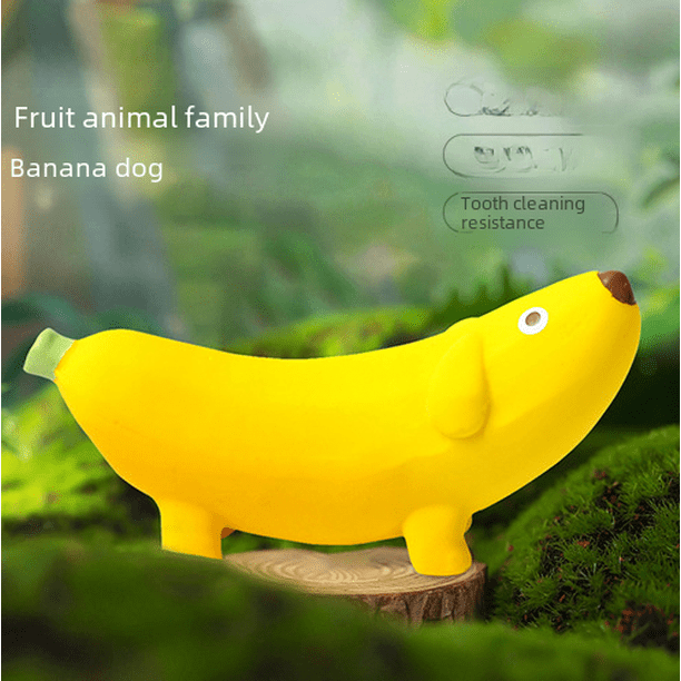 Juguete para perros Qmonster Banana con forma de fruta para modelar, juguete para perros con molares, resistente a la voz, para limpieza de mordidas, para perros pequeños y medianos