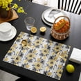 thumbnail image 3 of Yellow Floral Placemats Set of 6, Abstract Watercolor Flower Leaf Plant Placemats for Dining Table, Place Mats for Kitchen Tabletop, Waterproof Wipeable Dining Table Mats Set, 3 of 9