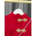 thumbnail image 4 of Biezeib Little Girl Chinese New Year Dress, Cute Long Sleeve Ruffled Quilted A-Line Dress with Bag, 4 of 8