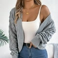thumbnail image 7 of Ediodpoh Cardigan for Women Knit Cardigan Long Sleeve Open Front Lace Hollow Out Boho Sweater Short Coat Fall Winter Grey S, 7 of 7