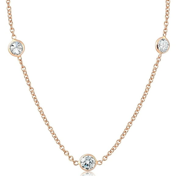 Pompeii 2 Ct Diamonds By The Yard Necklace 14K Rose Gold Lab Grown Diamond (JK,VS)