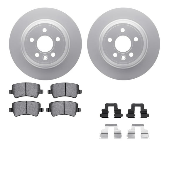 Dynamic Friction Company Rear Geospec Brake Rotors with 5000 Euro Ceramic Brake Pads includes Hardware 4612-27016