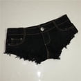 thumbnail image 6 of DHFJKG Women's Jean Shorts Sexy Low Rise Row Hem Flat Front Denim Micro Shorts Nightclub Hot Pants Comfortable Bottoms, 6 of 6