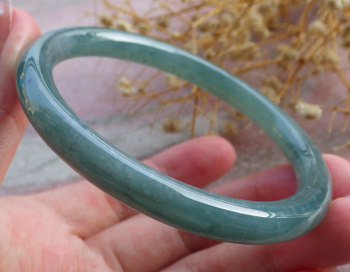 Icy Green Natural A JADE Jadeite Circle Bangle Bracelet 58 mm 682151 TN