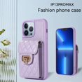 thumbnail image 3 of SaniMore for iPhone 13 Pro Max PU Leather Case, Multi-Functional Metal Snap Wallet Cover with Card Slot & Kickstand Shoulder Strap Full Body Protective Shell for iPhone 13 Pro Max, Purple, 3 of 10