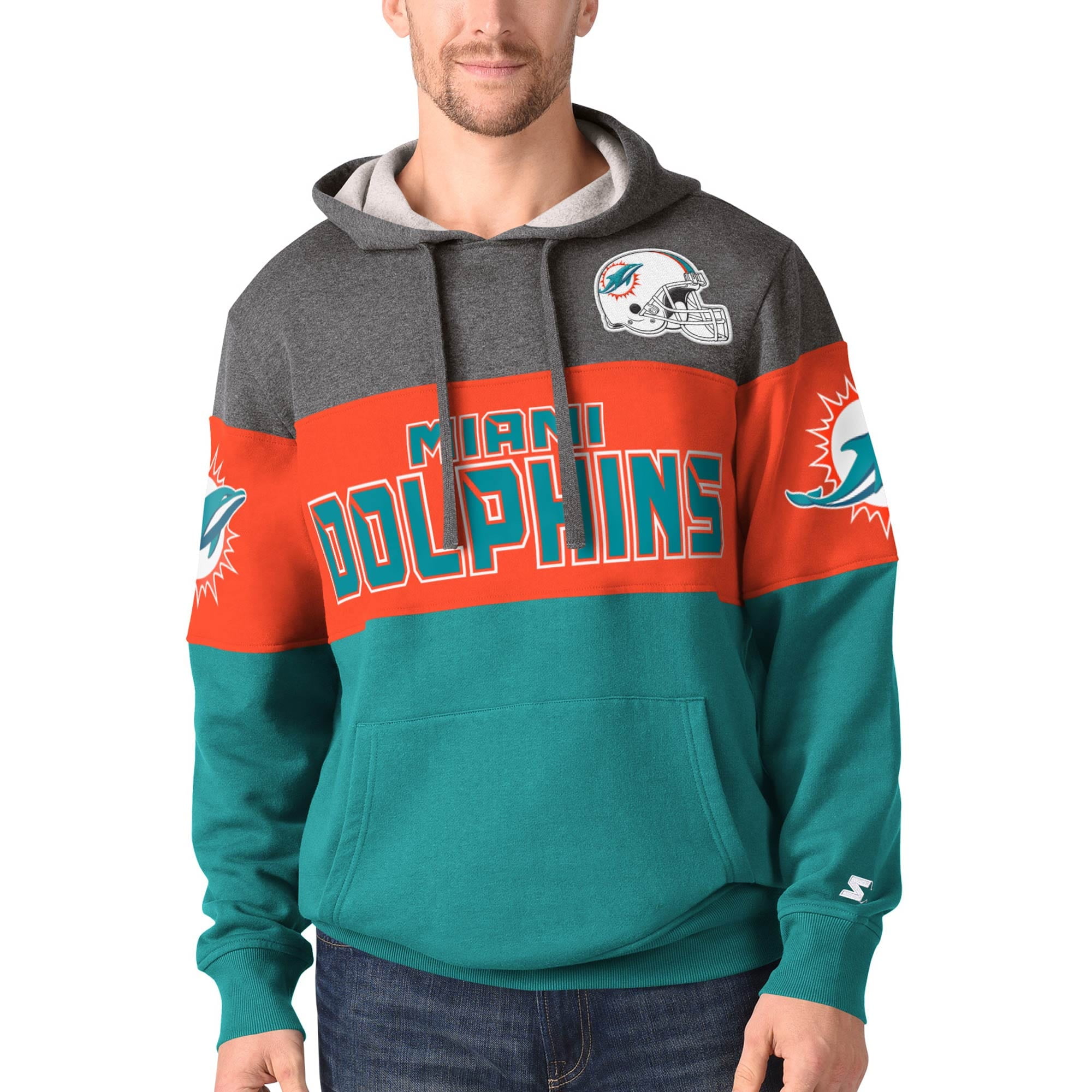 Miami Dolphins Starter Extreme Fireballer Pullover Hoodie - Heathered ...