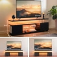 thumbnail image 5 of LED Entertainment Center with Glass Shelf，TV Stand for 60 Inch TV, Media TV Console with Over-sized Storage Space, Gaming TV Console Furniture for Living Room and Playroom, Black, 5 of 6