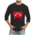 thumbnail image 3 of Jinhomg Mens Valentines Day T-Shirts Novelty Funny Heart Graphic Holiday Tees Big and Tall Comfy 3/4 Sleeve Crew Neck Tops Fashion Gifts Black XXXXXL, 3 of 6