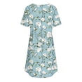 thumbnail image 7 of Edvintorg Beach Clothes for Women Floral Printed V Neck Short Sleeve Casual Summer Dress Womens Sundress Light Blue L, 7 of 7