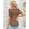thumbnail image 4 of Maternity Shirts Women's Casual Tops Pregnancy Short Sleeve Striped Ruched Side Tunic Top, 4 of 5