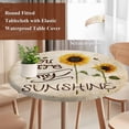 thumbnail image 4 of Sunflowers Round Tablecloth, Fitted Table Cover with Elastic for 45"-54" Round Tables, Vintage Bee You Are My Sunshine Beige Table Cloth Outdoor Indoor Dinning Party Waterproof Tablecloths, 4 of 7