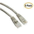 thumbnail image 1 of eDragon 5 Pack, Cat5e Gray Ethernet Patch Cable, Snagless/Molded Boot, 6 Inch, 1 of 1