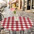 thumbnail image 6 of Farmhouse Buffalo Plaid Round Tablecloth for 36-44 Inch Tables, Fitted Table Cover with Elastic Edge, Red White Checkered Waterproof Outdoor Table Cloth Protector for Patio Garden Dinner Picnic, 6 of 9