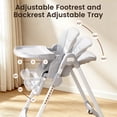 thumbnail image 3 of COOSEYA High Chair for Babies and Toddlers, Baby High Chair with Removable Tray, Adjustable Backrest, Footrest Height Settings, Space-Saving Design, Foldable（Gray）, 3 of 9