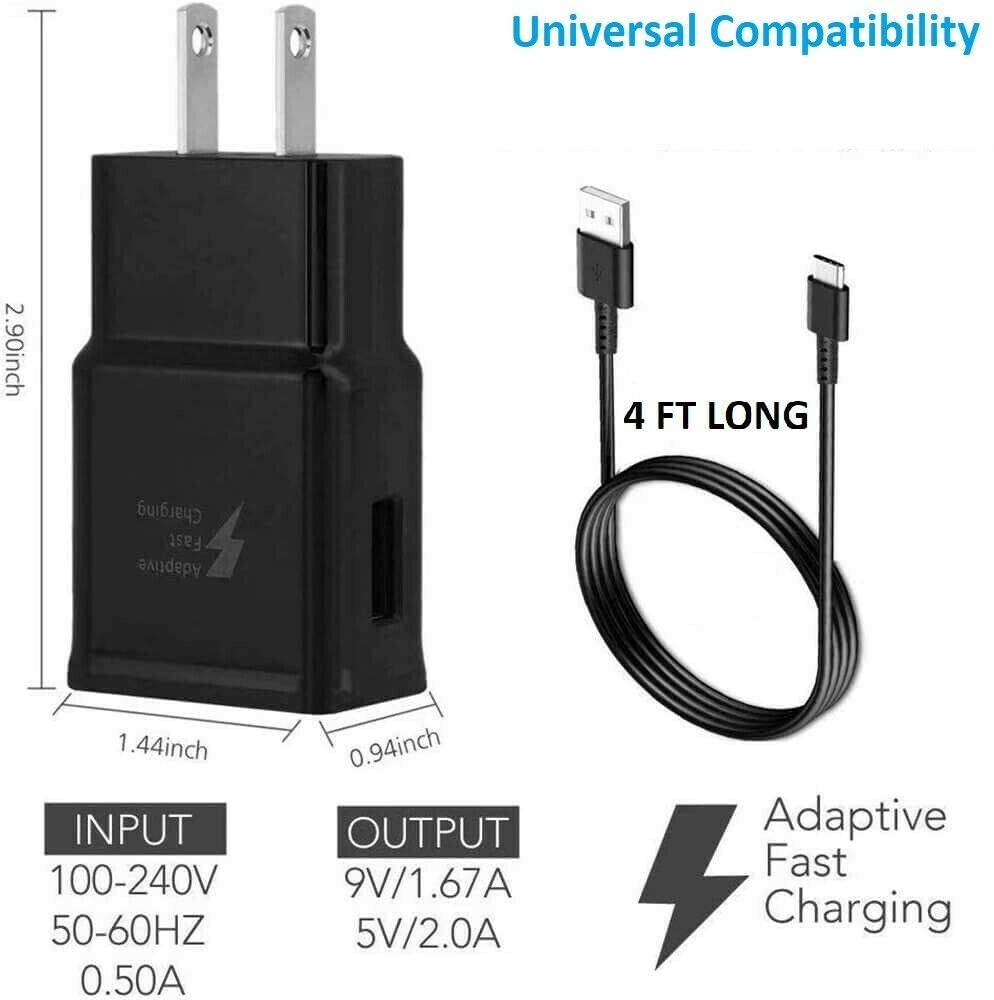 Adaptive Fast Charger Kit for Lenovo Z6, USB 2.0 Recharger Kit (Wall Charger + Car Charger + 2 x Type C USB Cables) Quick Charger-Black - image 2 of 3