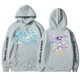 thumbnail image 2 of Moonsky Sudadera con capucha y cordón HUNTRX, estampado de grupo de chicas coreanas, jersey corto, suave y cómodo, top de manga larga para primavera y otoño. Gris 110, 2 of 4