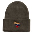 thumbnail image 5 of Made in USA Venezuela Flag Map Embroidered Stretch ECO Cotton Long Beanie - Olive OSFM, 5 of 5