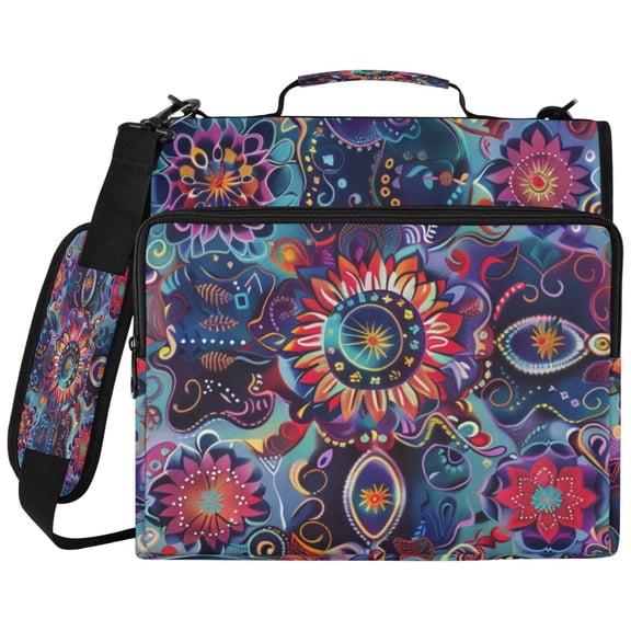 ALAZA Zipper Binder Colorful Mandala Pattern 2 inch 3 Ring 500 Sheet Capacity Trapper Keeper File Folder Organizer Bag