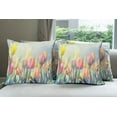 thumbnail image 6 of Ambesonne Pastel Throw Pillow Cover 4 Pack, Tulips Flower Bed Park, 24", Multicolor, 6 of 7
