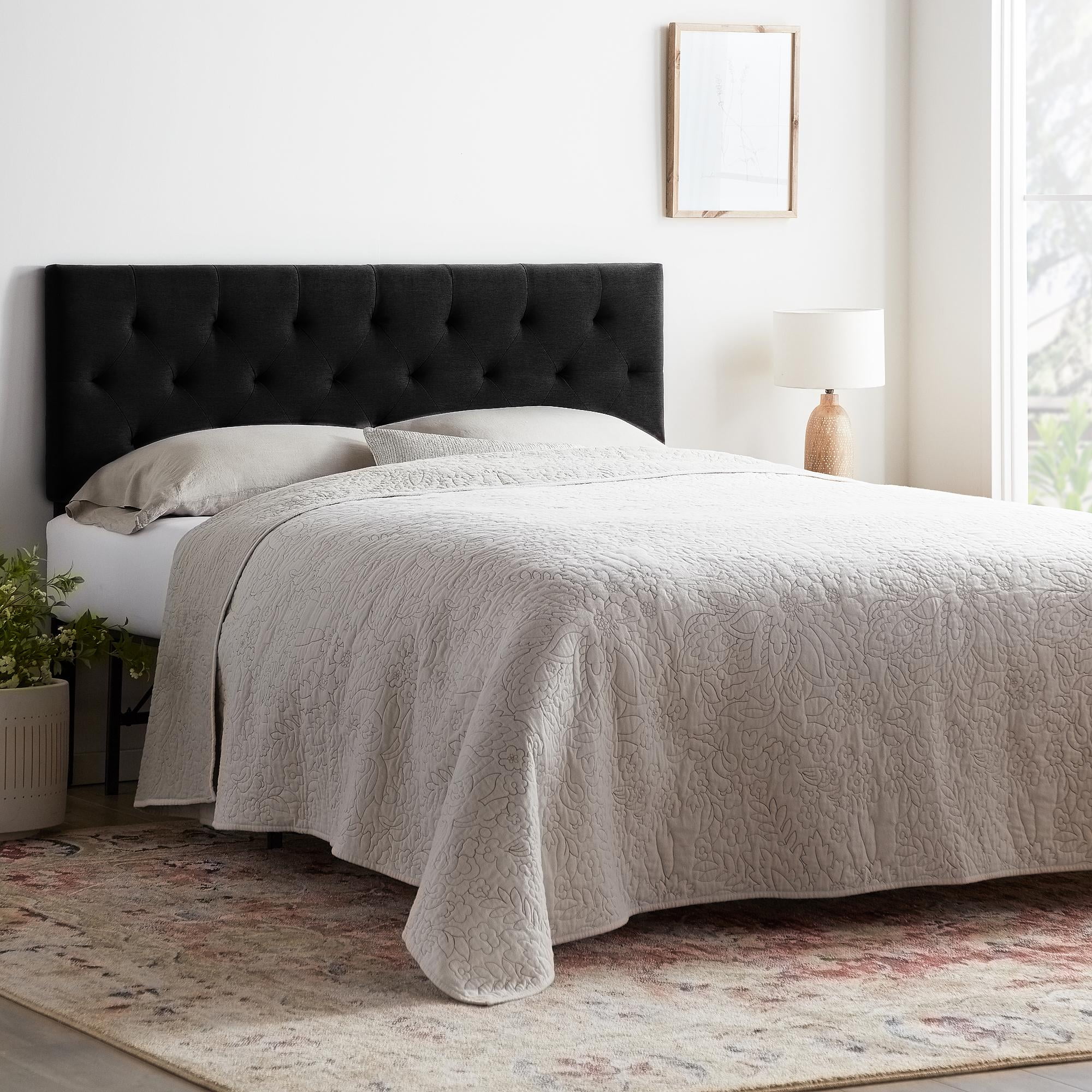 Rest Haven Eugene Diamond Tufted Upholstered Headboard, King/California King, Black