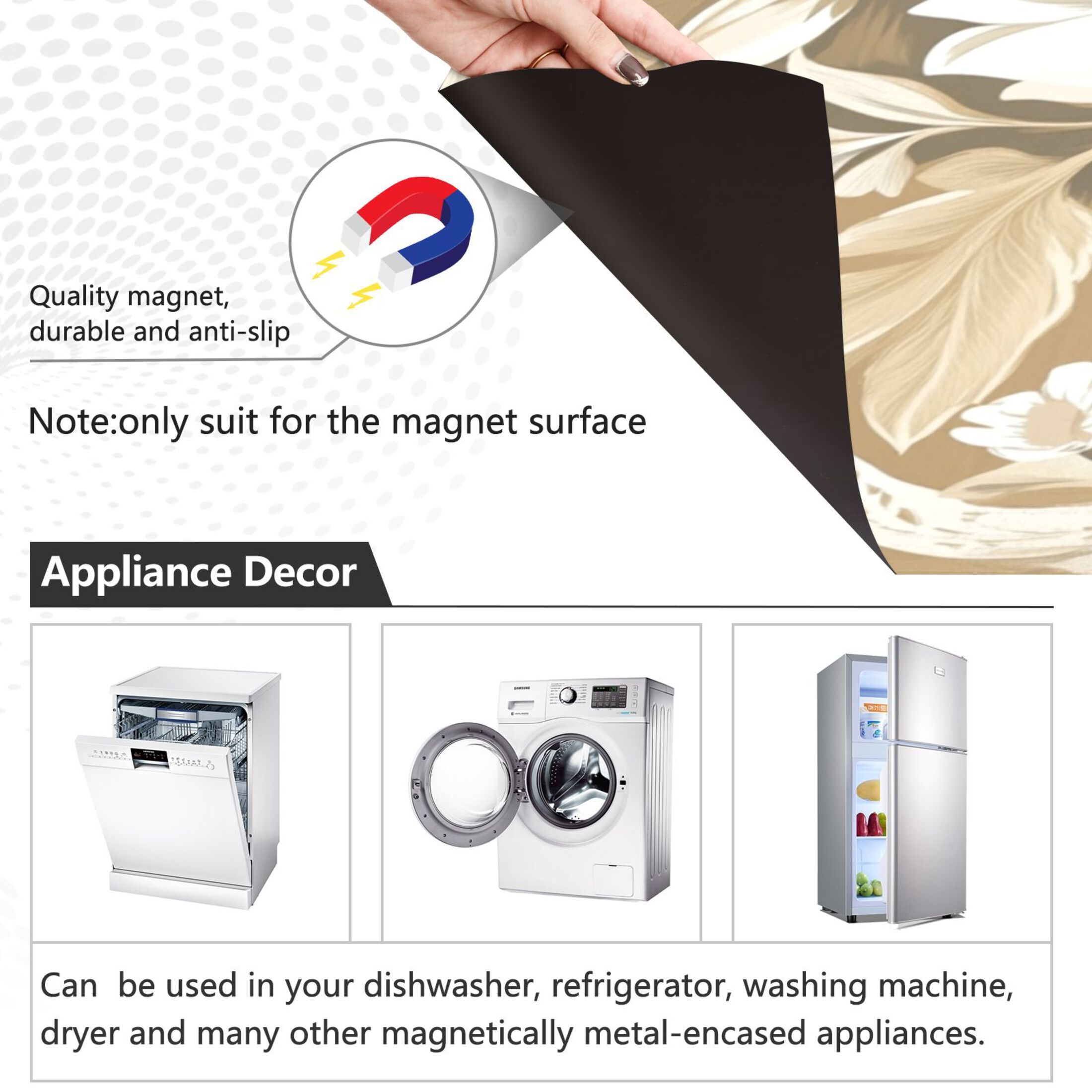 Dishwasher Magnetic Sticker 23x26 Inch Refrigerator Magnetic Sticker Washing Machine Magnetic Sticker Kitchen Panel Magnetic Sticker Home Decor Beautiful Brown Flower