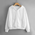 thumbnail image 2 of Fesfesfes Women Hooded Casual Solid Long Sleeve Zipper Pocket Shirt Hooded Sweatshirt Tops, 2 of 6