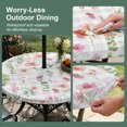 thumbnail image 5 of Round Outdoor Tablecloth with Umbrella Hole and Zipper, Pink Spring Floral Tablecloth with Elastic Waterproof, Flowers Botanical Elegant Grey Checkered Patio Table Covers for 31" - 35" Pool Tables, 5 of 9