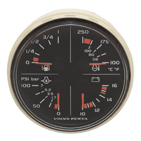 Volvo Boat Multifunction Gauge VP3-847-875 | 4 1/2 Inch Black