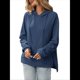 thumbnail image 3 of Sudadera con Capucha de Gran Tamaño para Mujer, Informal, de Larga, de Punto, con Cordón Ajustable, Abertura Lateral y Bolsillo Azul Marino L, 3 of 9