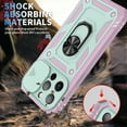 thumbnail image 3 of Armor Case for iPhone 14 Pro Ring Holder with Sliding Camera Protection & Kickstand Military Grade Shockproof Heavy Duty with Magnetic Car Mount Holder for iPhone 14 Pro, Pink+Green, 3 of 7