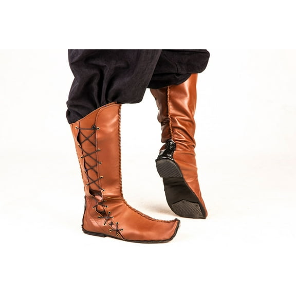 Leather Seljuk Boots Medieval Style Renaissance boots Reenactment historical Shoes For Unisex Adults Christmas Gift