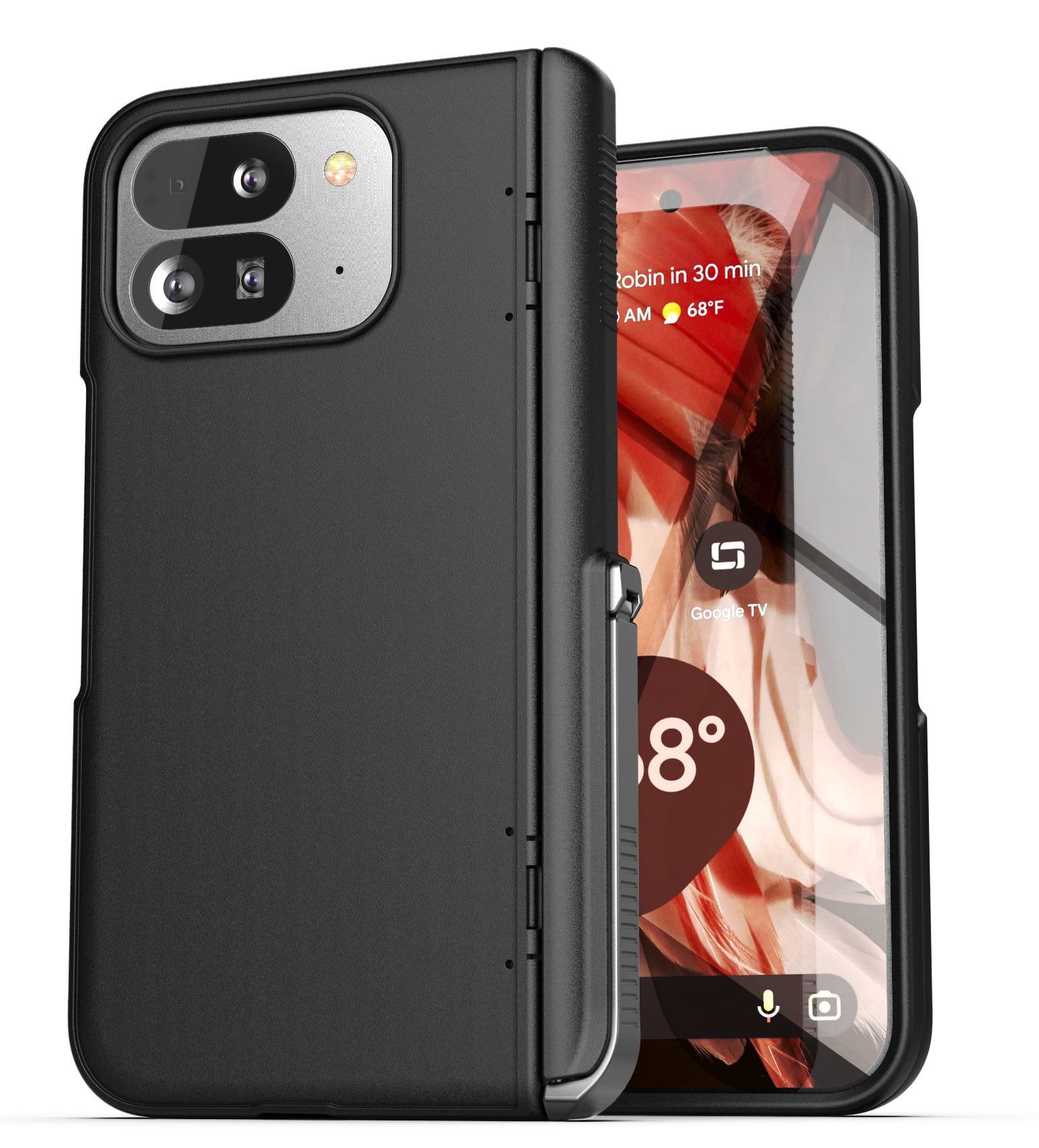 Encased Belt Case for Google Pixel 9 Pro Fold with Holster Clip (Slimshield Series) Durable Kickstand Case with Hinge Protection & Built-in Exterior Screen Protector (Black)