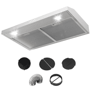 Graceall 30 Inch Under Cabinet Range Hood, Ultra Slim Kitchen Stove Vent Hood, Ducted/Ductless Convertible Oven Exhaust Fan with Charcoal Filter & Foil Exhaust Pipe,Kitchen Range Hood