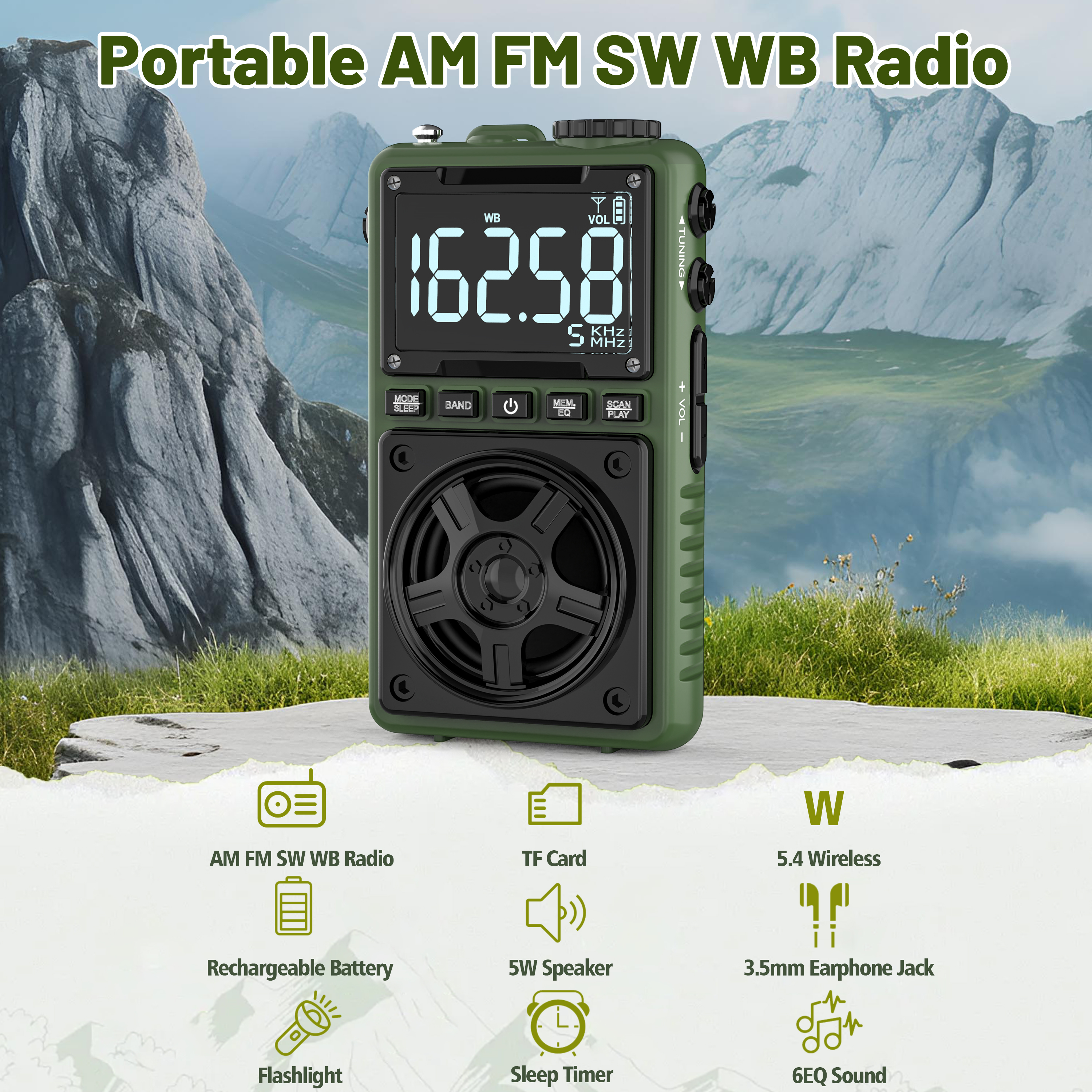 Greadio Bluetooth Rechargeable AM FM Radio with NOAA Weather Alert,Portable Pocket Radio with Best Reception, Portable Radio with Bluetooth for Outdoor, Home