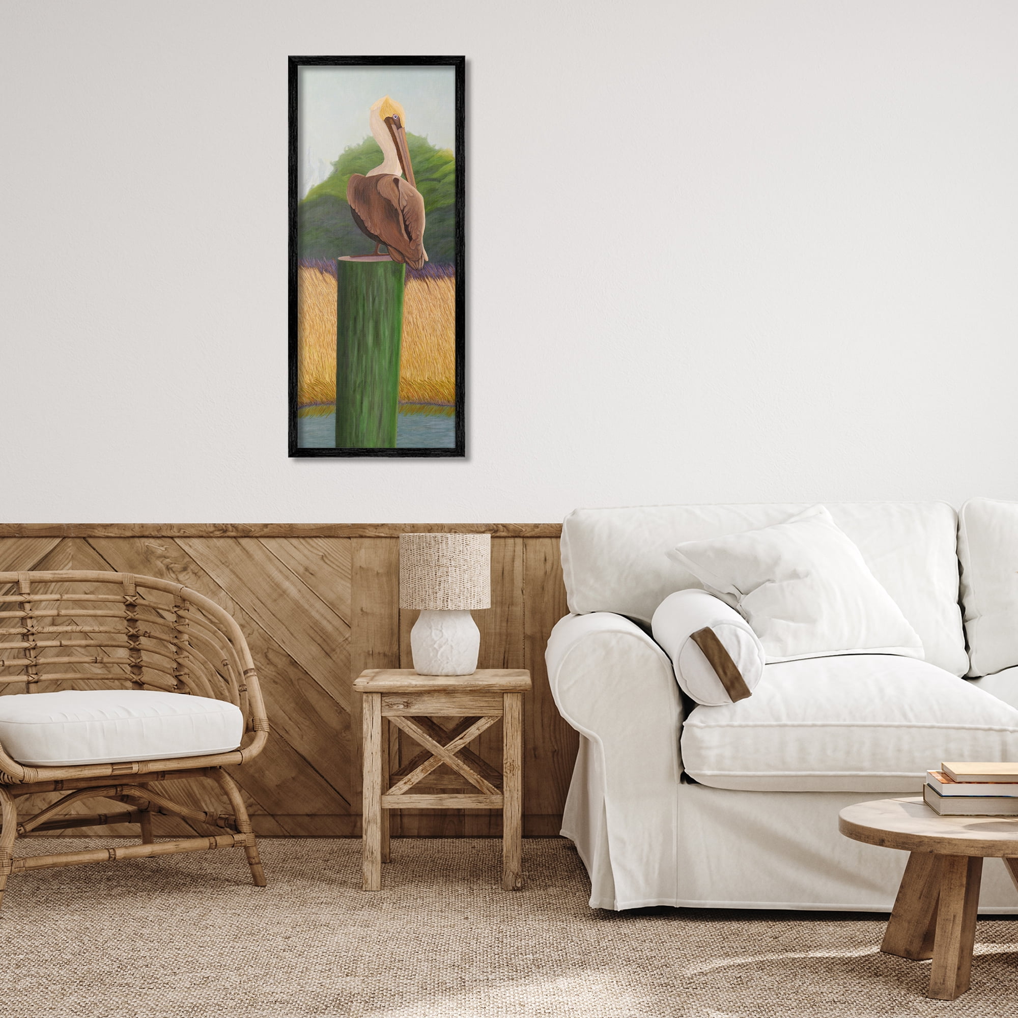 Stupell Industries Pelican with Blue Eyes Black Framed Giclee Art, design by Barbara Fallenbaum