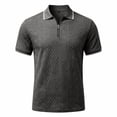 thumbnail image 3 of CAIVO Polo Shirts For Men Summer Casual Zip Shirts Short Sleeve Textured Knit Tops Slim Fit Lapel Solid Color Classic Fit Golf Stretchy , XL, 3 of 5