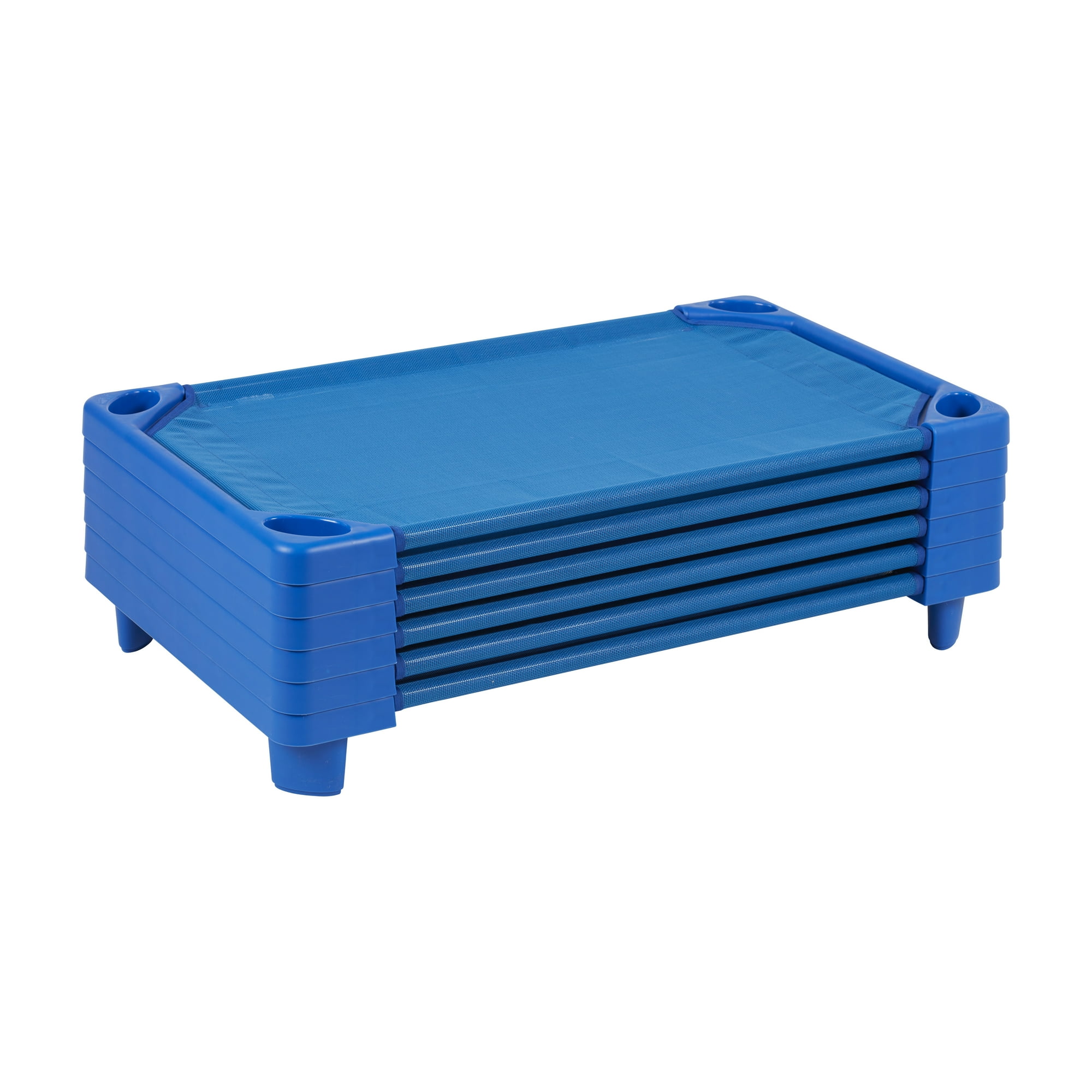 ECR4Kids Streamline Cot, Assembled, Toddler Size, Daycare Essentials, Blue, 6-Pack