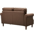 thumbnail image 6 of Brown Loveseat, Modern Linen Fabric Sofas for Small Spaces, Upholstered Armrest Sofas with Solid Wood Legs, Overstuffed Classically 2-Seat Sofa Bed for Living Room Bedroom Office, 55.9"L, L4245, 6 of 10