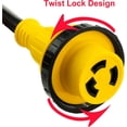 thumbnail image 3 of PTR0133 Heavy Duty RV Dogbone Electrical Power Plug Adapter Converter 15 Amp Male to 30 Amp Female with Twist Lock and LED Indicator, 14 Inches, 3 of 5