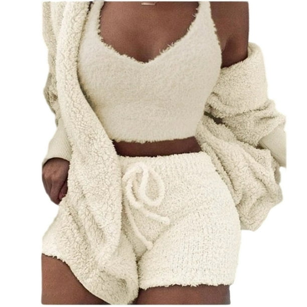 Traje informal de 3 piezas para mujer, suave y cómodo, para el hogar
