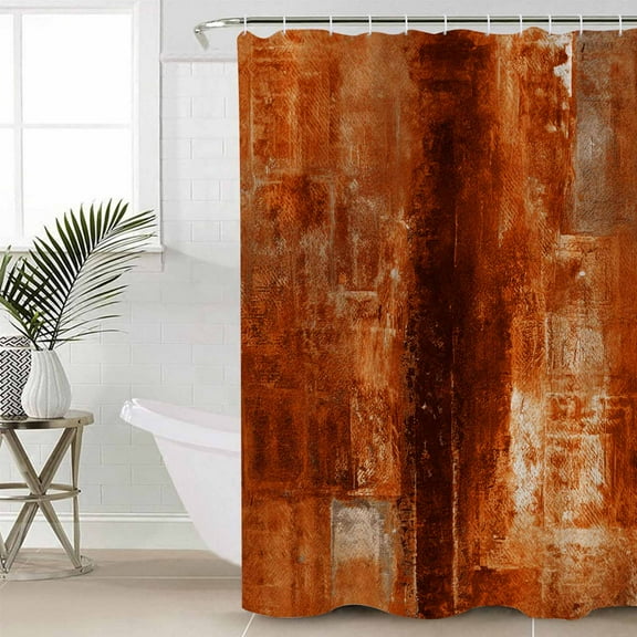 Burnt Orange Waterproof Fabric Shower Curtain,Retro Oil Painting Modern Abstract Art Aesthetics Shower Curtain for Bathroom Curtains Bathtubs Hotel Shower Curtains with 12 Hooks Standard 60x72